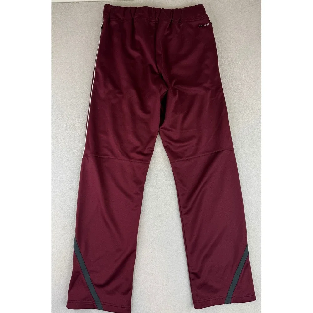 Nike Track Pants Mens Medium Maroon Dri-FIT Athletic Ankle Zip 647124-669